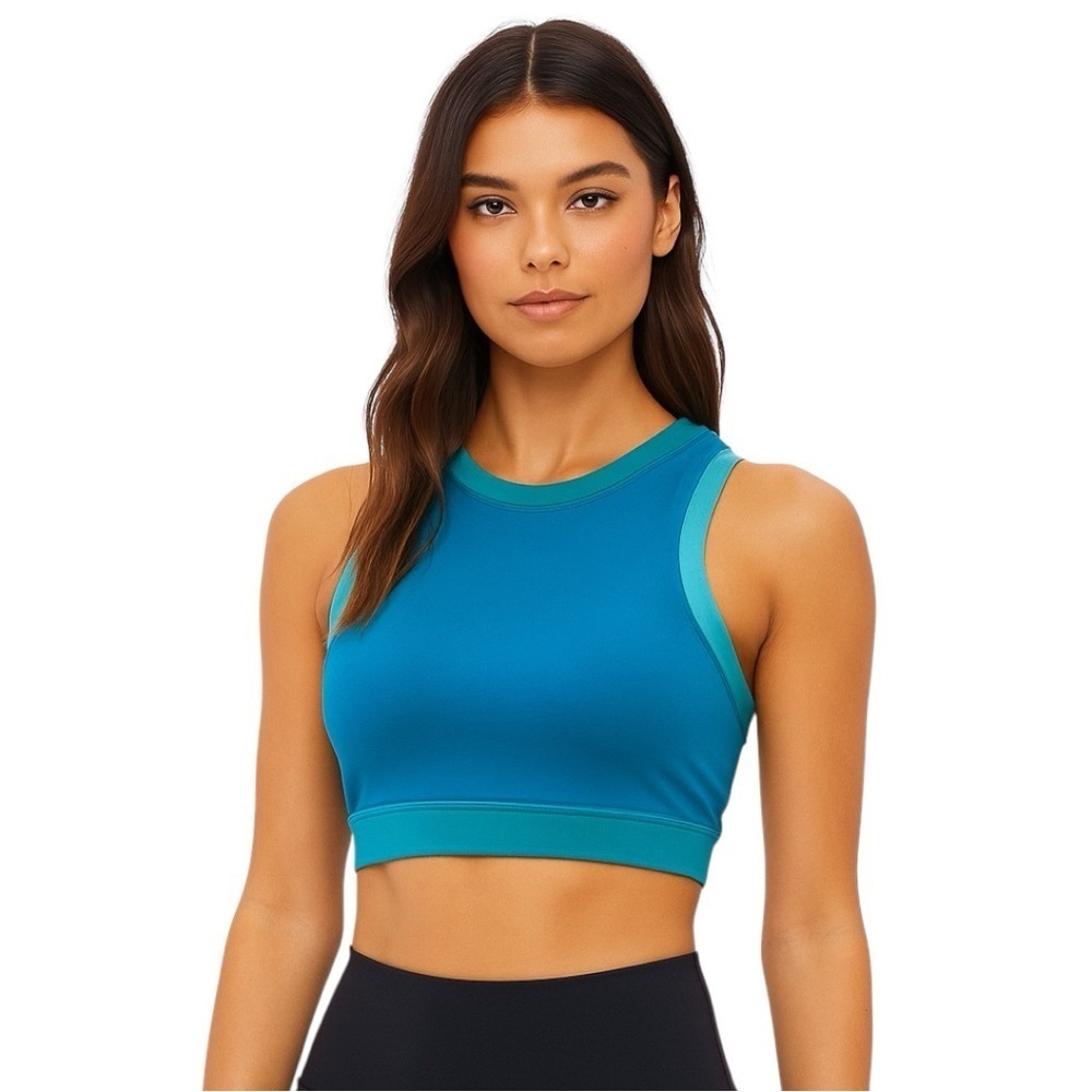 Beach Riot Gwynn Color Block Teal Blue Racerback Activewear Sports Bra Size XS